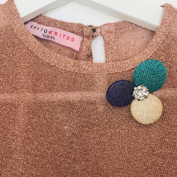 Erotokritos Tricot Shimmery Puff Sleeve Blouse - Picture 2 of 4